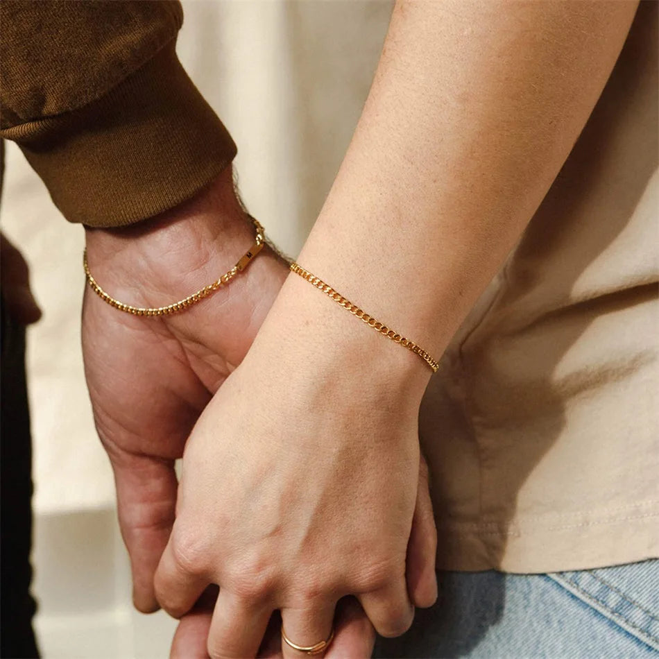 Personalized Carving  Curb Chain  Bracelets