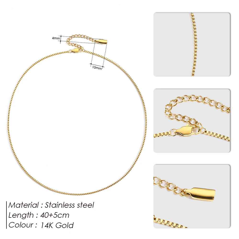BELLUCCIE Men's Box Chain Necklace Stainless Steel Upgrade Lobster Clasp Adjustable Simple Short Accessories Wholesale