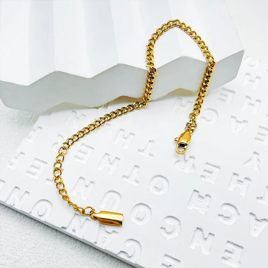 BELLUCCIE  10PCS 3MM Cuban Chain Gold-Plated Men's Stainless Steel Large Version Lobster Clasp Adjustable Simple Jewelry