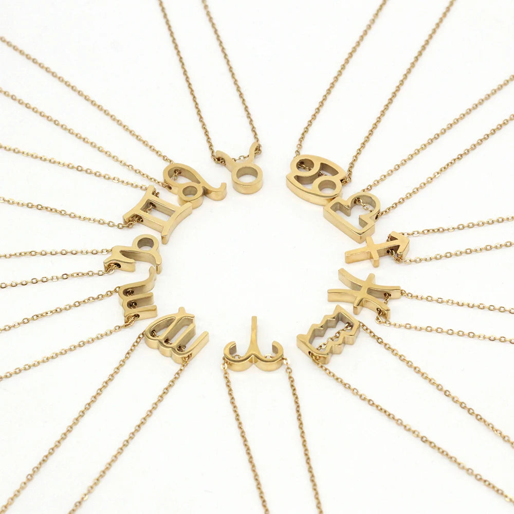 New Women 12 Horoscope Zodiac Sign Pendant Necklace