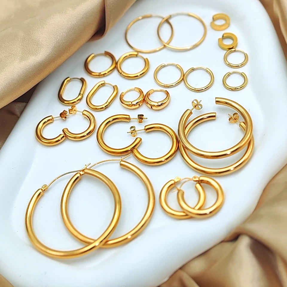 Fashion Gold Size Circle Earrings