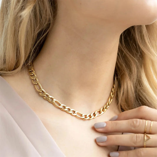 Figaro Link Chains Necklace Cuban Chain Choker 4MM/6MM/8MM