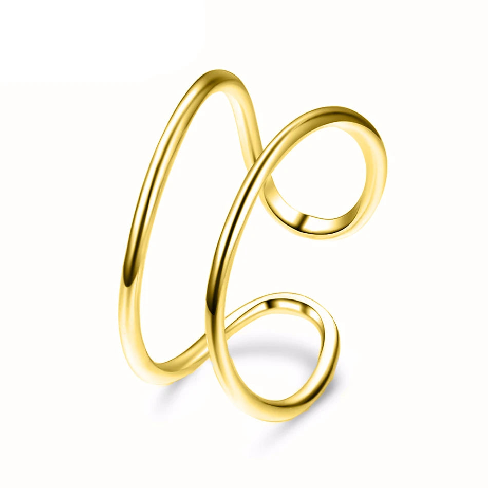 BELLUCCIE Trendy Stainless Steel Rings for Women Vintage Geometric Pinky Ring Dainty Stackable Round Midi Rings Jewellery
