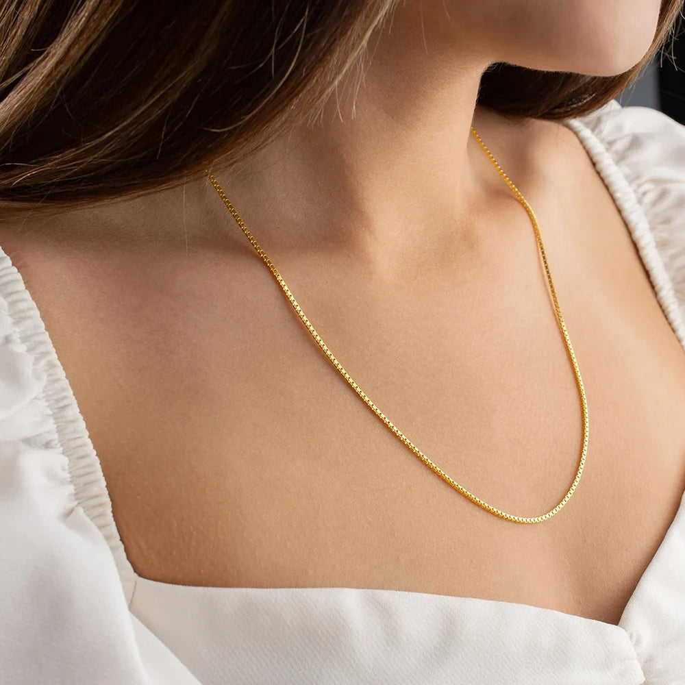 Box Chain Chocker Necklace Gold Color