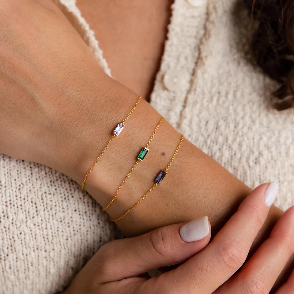 Fashion Jewelry Square Birthstone Bracelet