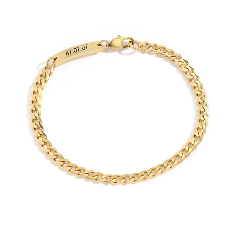 Personalized Carving  Curb Chain  Bracelets