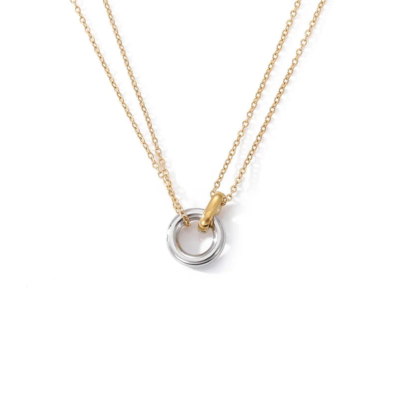 Two-tone Pendant Women's Short Necklace