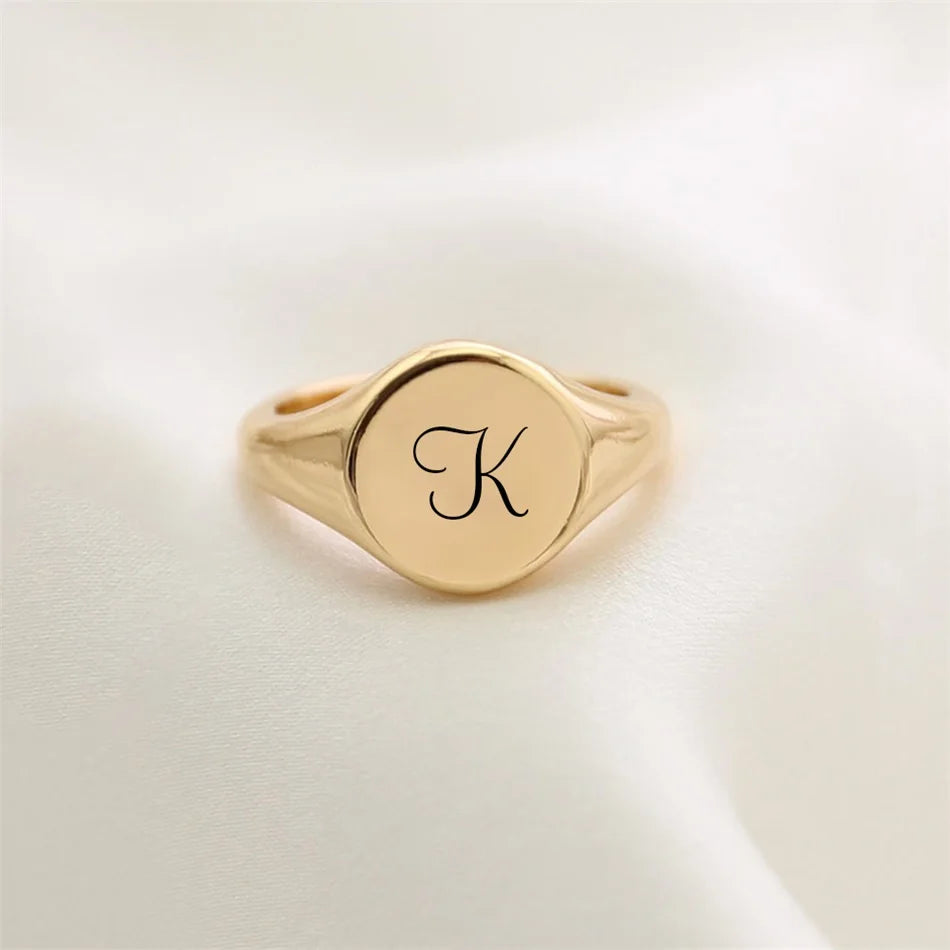 Women Signet Ring, Chunky Round