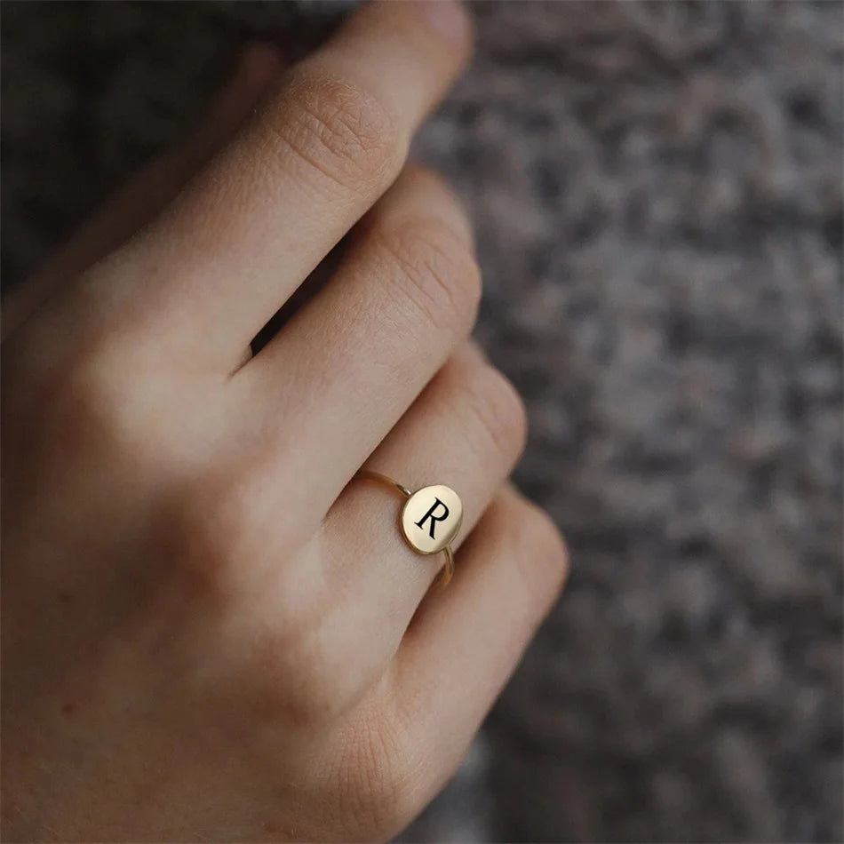 Initial Constellation oval Ring
