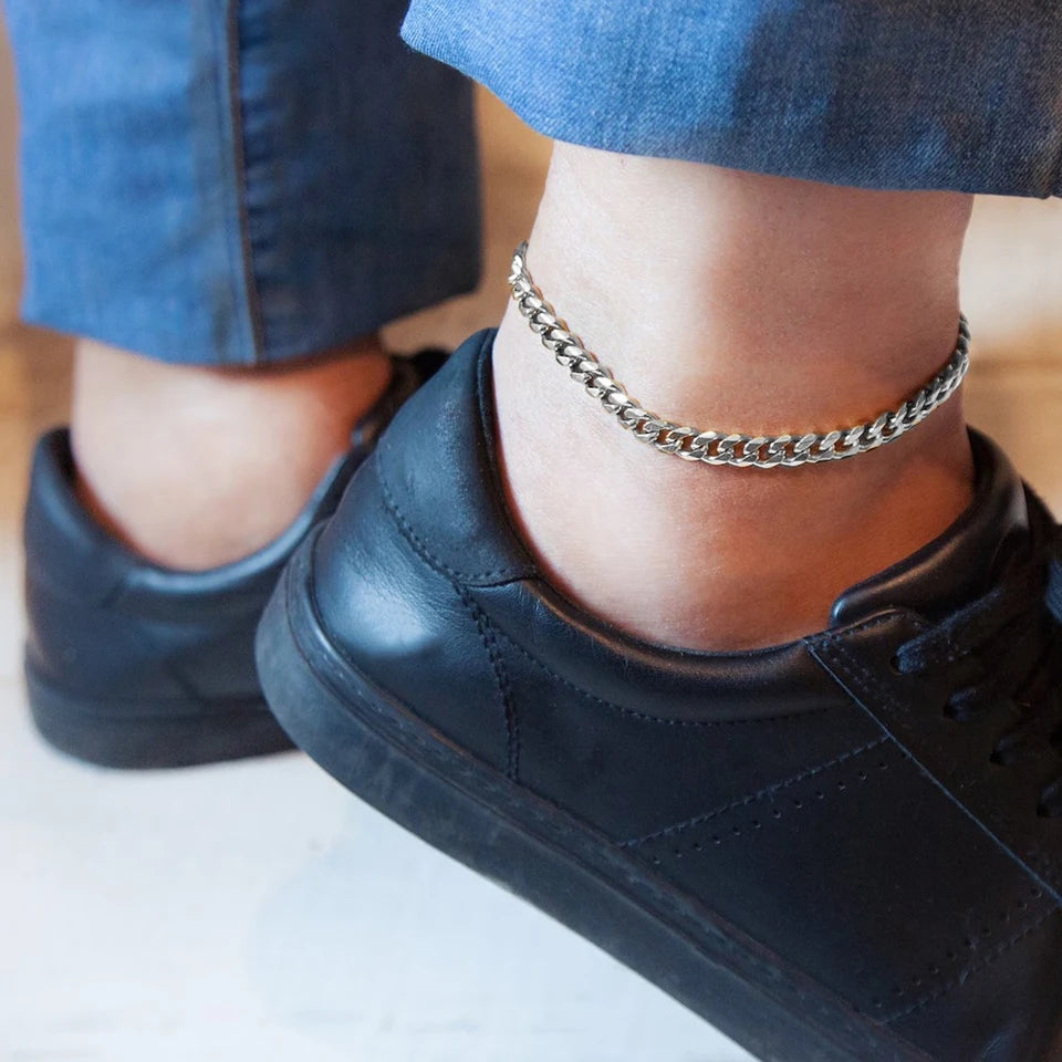 Steel Cuban Chain Anklets