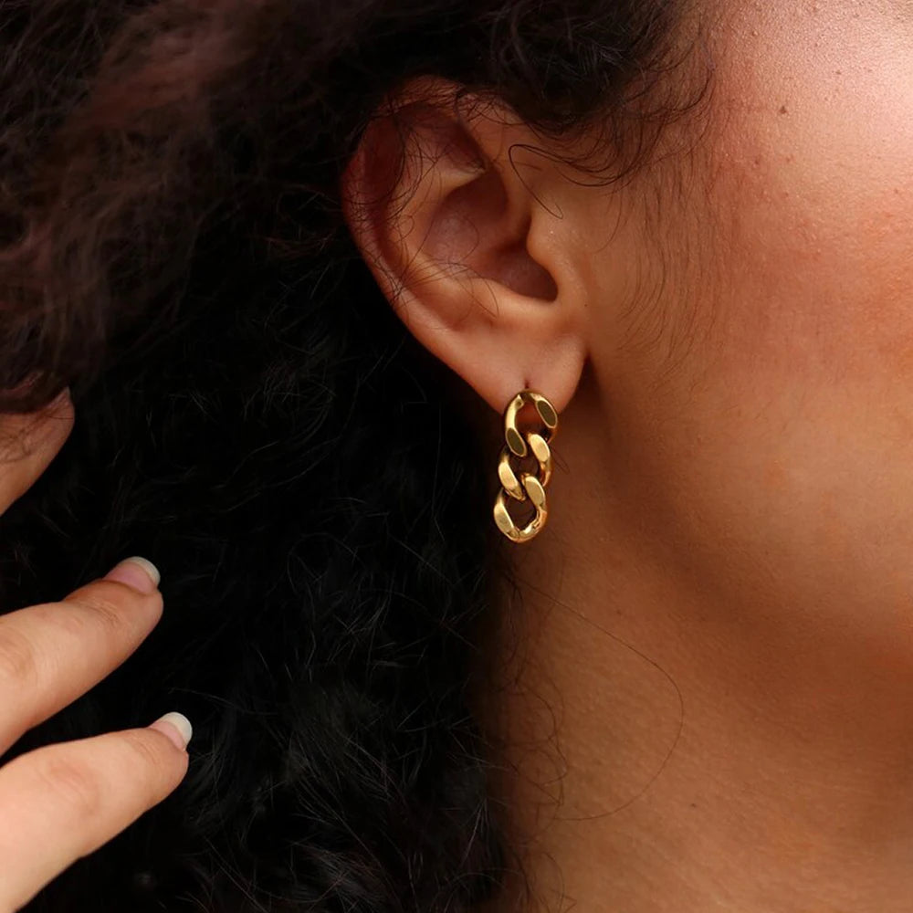 Punk Cuban Link Chain Stud Earrings