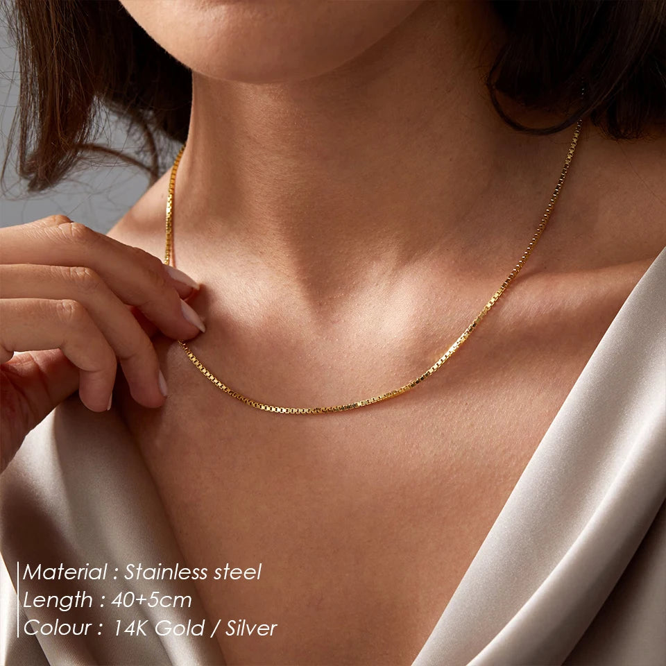 BELLUCCIE Men's Box Chain Necklace Stainless Steel Upgrade Lobster Clasp Adjustable Simple Short Accessories Wholesale