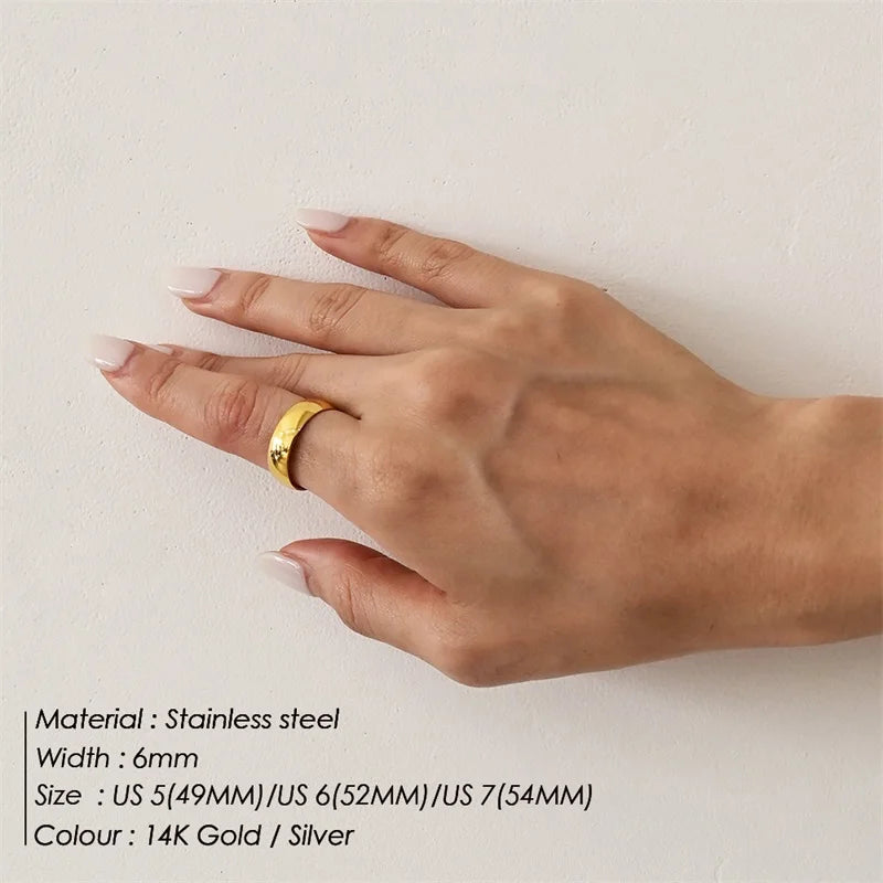 BELLUCCIE Trendy Stainless Steel Rings for Women Vintage Geometric Pinky Ring Dainty Stackable Round Midi Rings Jewellery