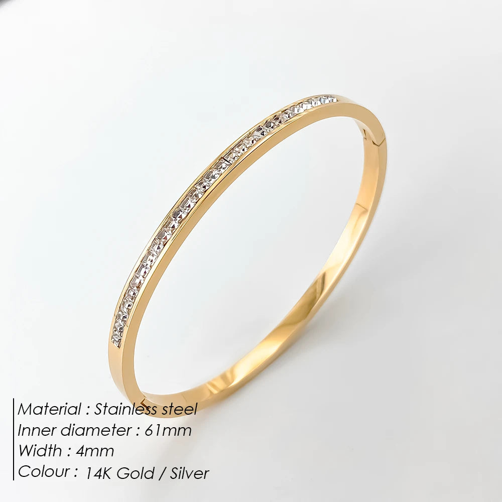 BELLUCCIE Stainless Steel Shiny Rhinestone Women's Fashion Bangle Punk Jewelry Holiday Gifts Factory Direct