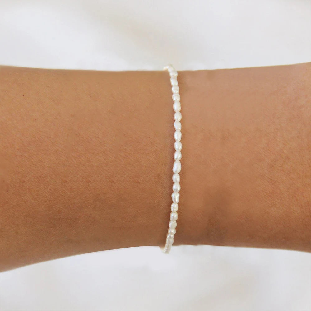 Imitation Pearl Bracelet Oval Pearl Steel Bracelet Women's Holiday Gift