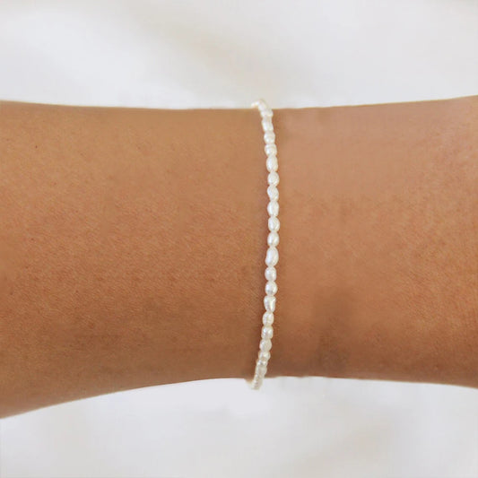 Imitation Pearl Bracelet Oval Pearl Steel Bracelet Women's Holiday Gift