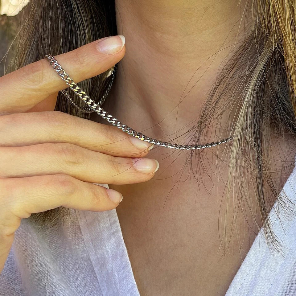 Silver color Men's Cuban Link Chain
