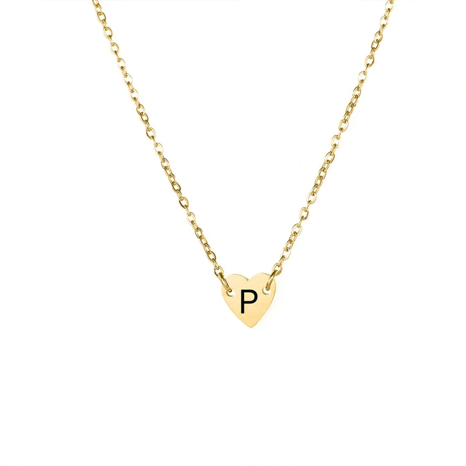 Letter Engraving Heart Pendant  Necklaces