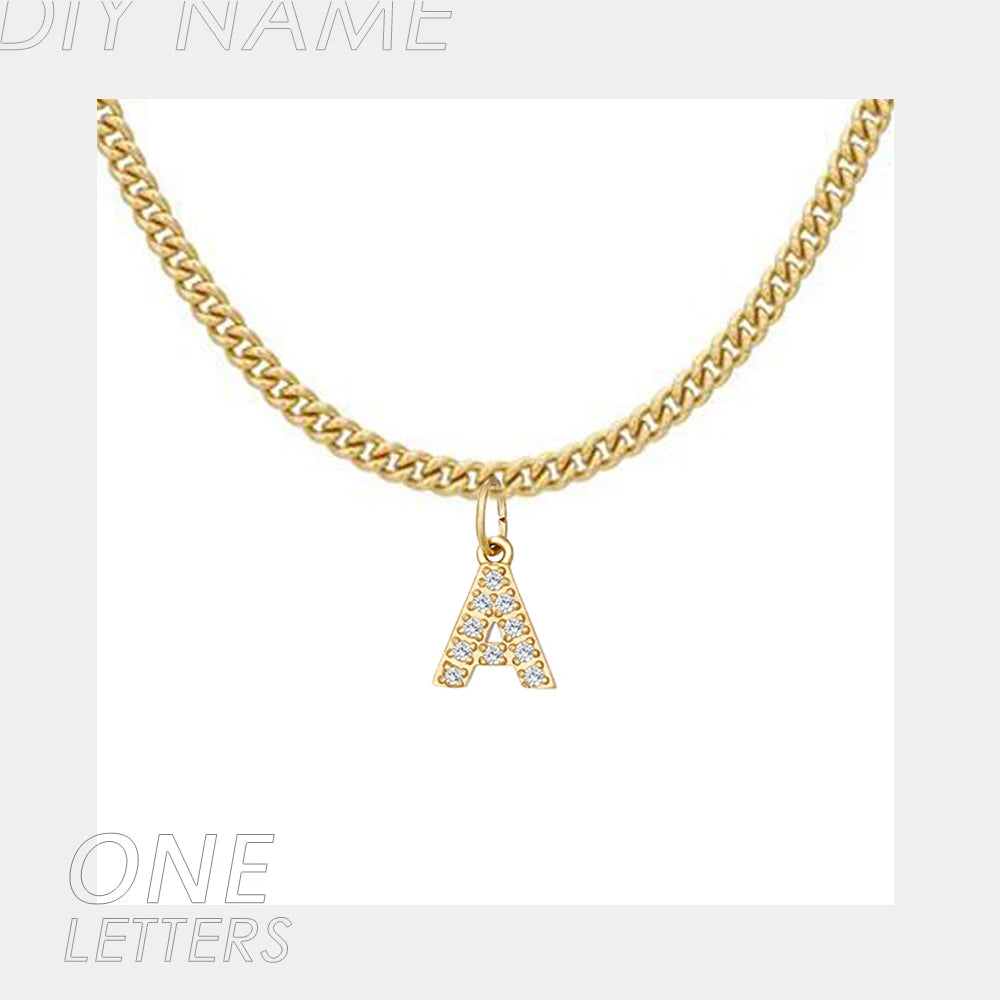 BELLUCCIE  Necklace Personalized zircon Alphabet Stainless Steel choke Necklace Pendant Nameplate Gift Dropshipping
