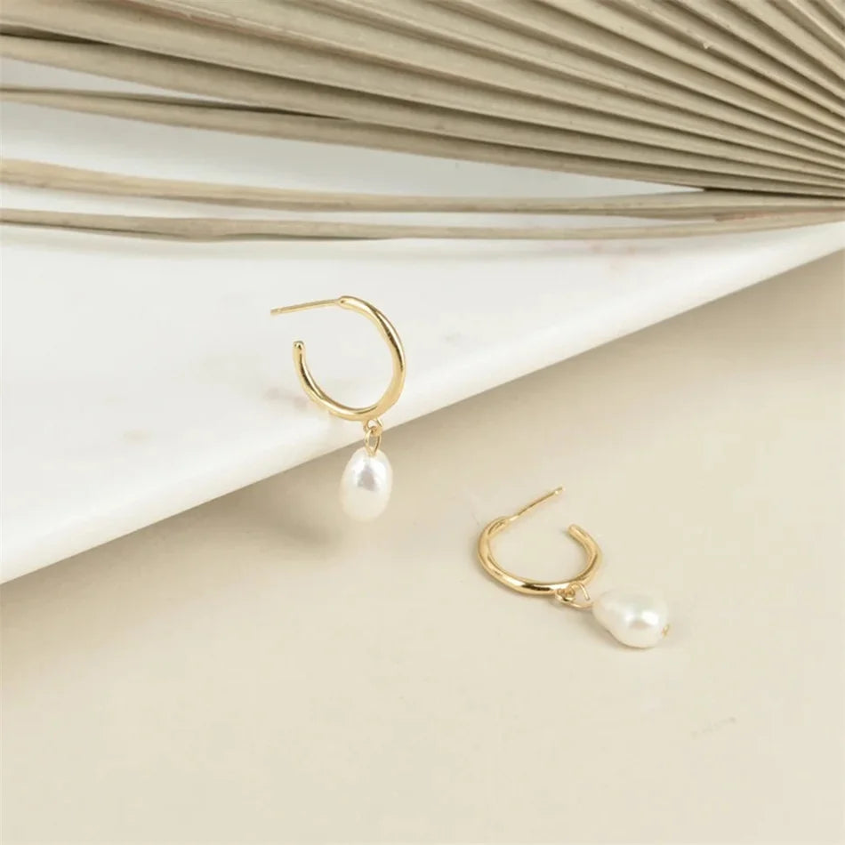 Fashion Natural Freshwater Pearl Pendant Earrings