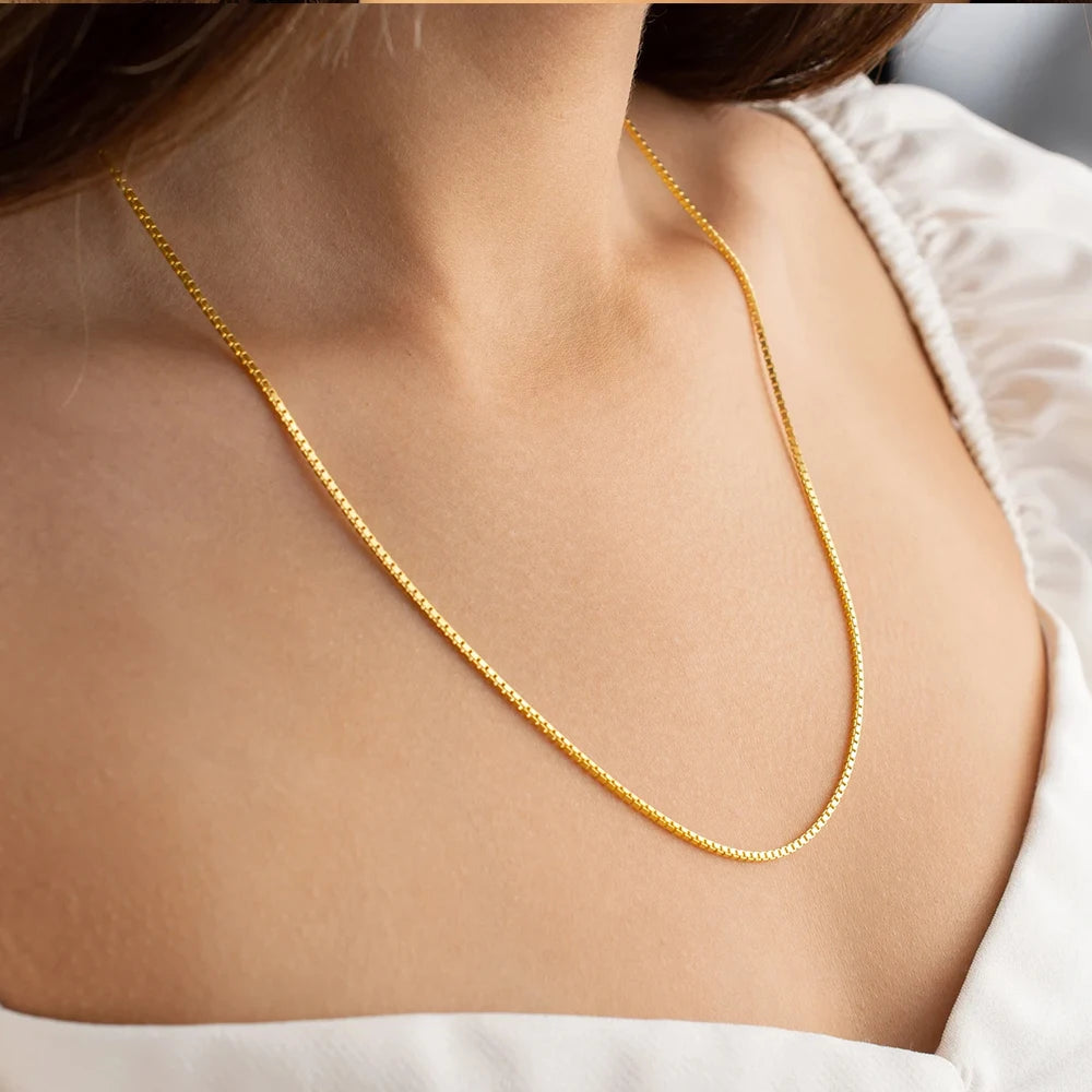 Box Chain Chocker Necklace Gold Color