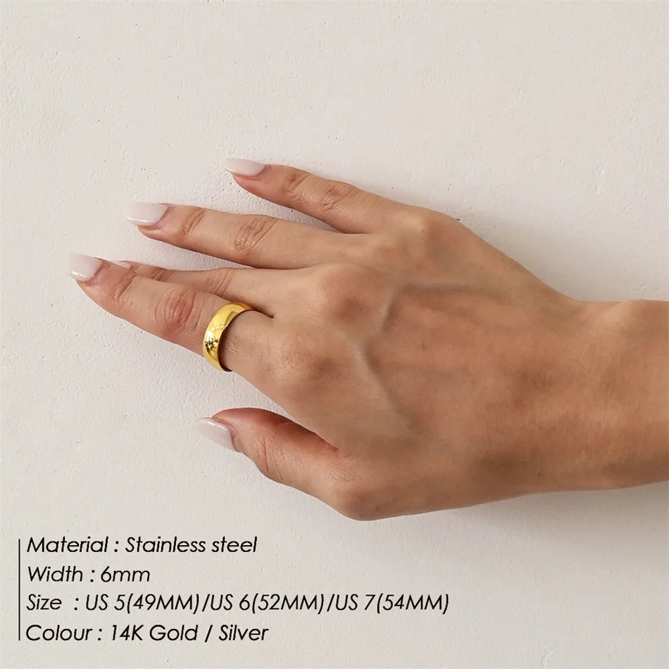 BELLUCCIE Trendy Stainless Steel Rings for Women Vintage Geometric Pinky Ring Dainty Stackable Round Midi Rings Jewellery