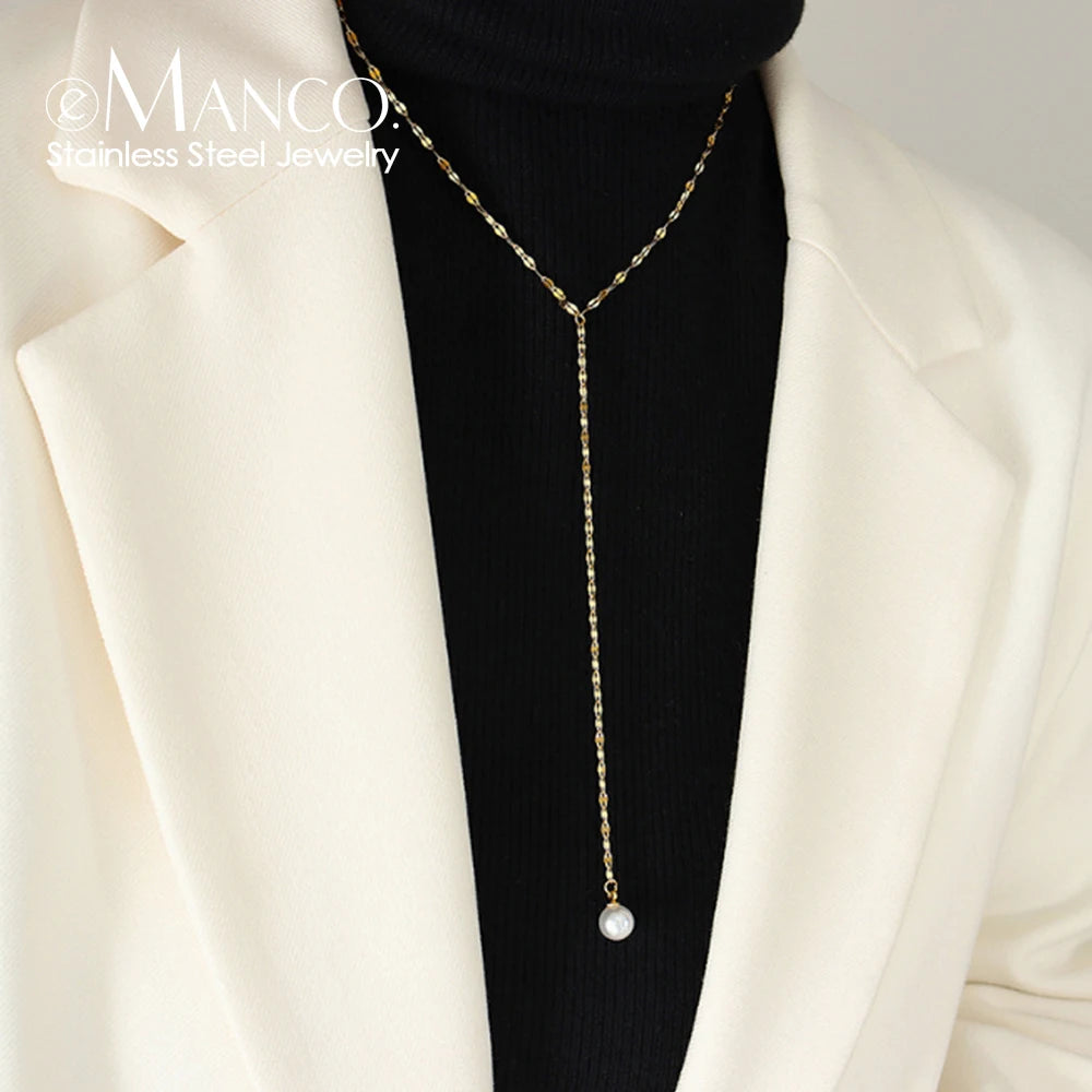 Imitation Pearl Y Necklaces Round Pearl Wedding Necklaces