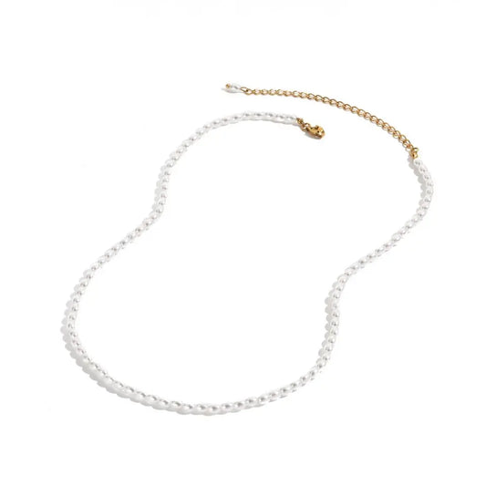 3MM Imitation Pearl Necklaces Oval White  Necklace