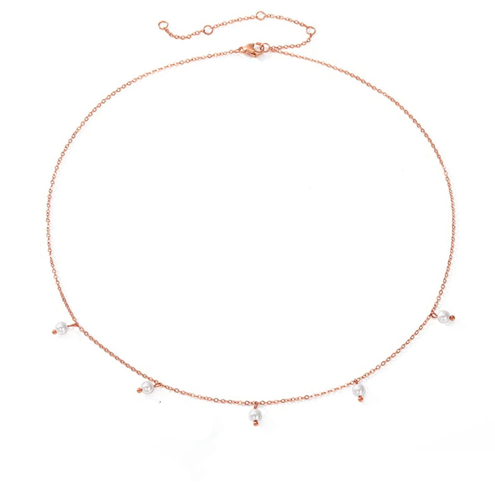 Tassel Imitated Pearl Choker Necklaces