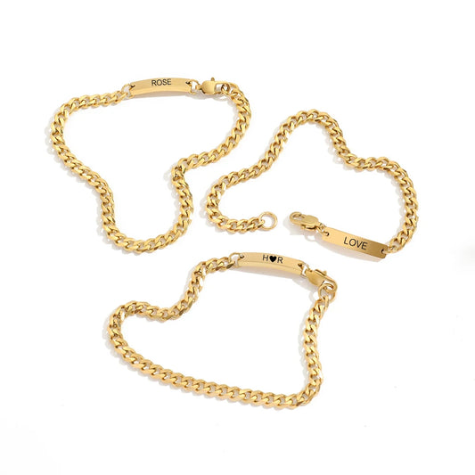 Personalized Carving  Curb Chain  Bracelets