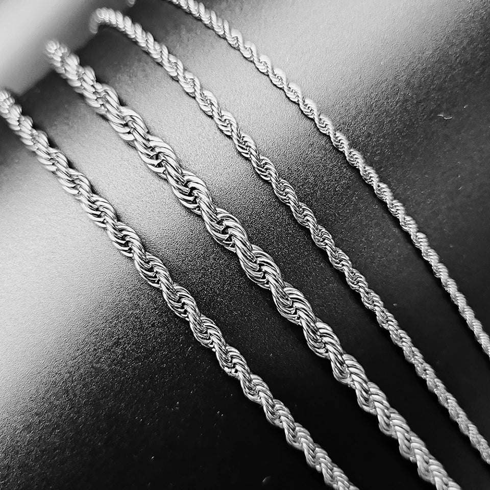 2/3/4/5MM Rope Chain Necklace Silver Color