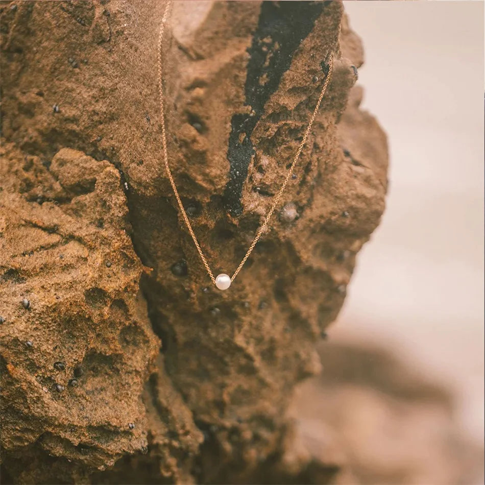 Necklace Simple Imitation 6MM Pearl Pendant Choker Necklace