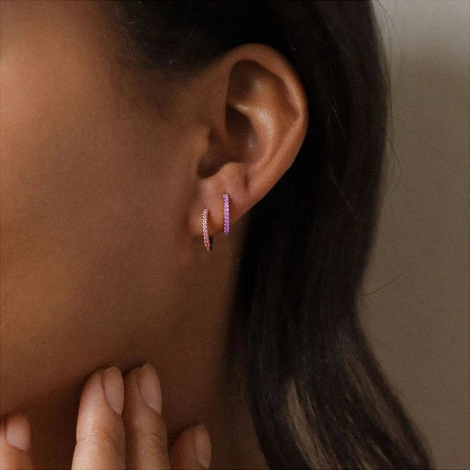 Birthstone Earrings Minimalist Huggie