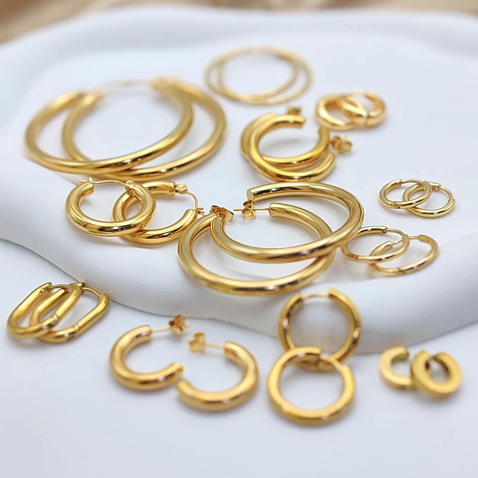 Fashion Gold Size Circle Earrings