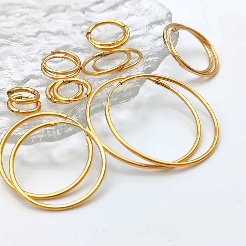 Fashion Gold Size Circle Earrings