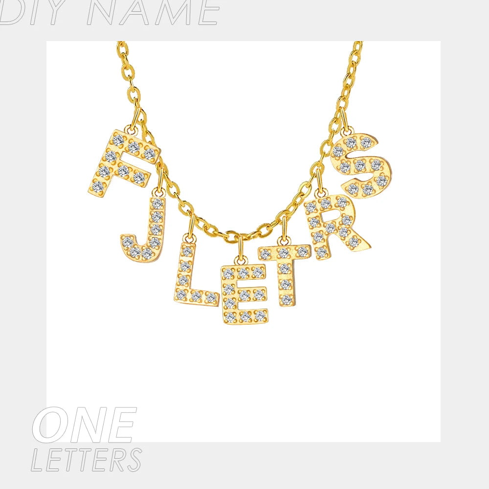 BELLUCCIE  Necklace Personalized zircon Alphabet Stainless Steel choke Necklace Pendant Nameplate Gift Dropshipping