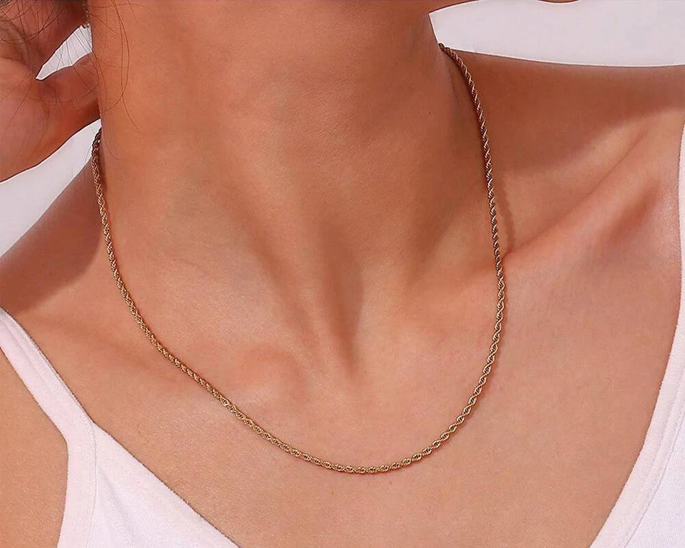 3MM Twist Chain Set  Necklace Bracelet Suitable for Party Holiday Wear