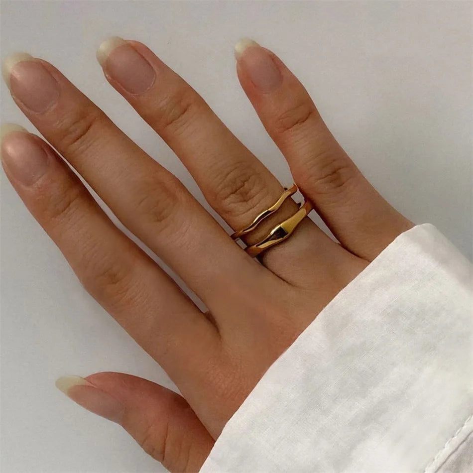 Irregular Wave Rings Trendy