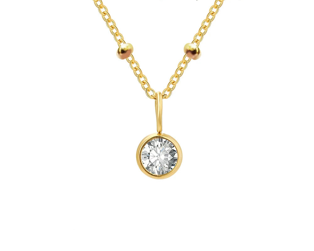 Birthstone Necklace Beaded Chain Zirconia