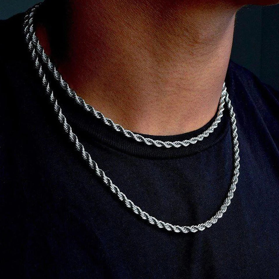 2/3/4/5MM Rope Chain Necklace Silver Color