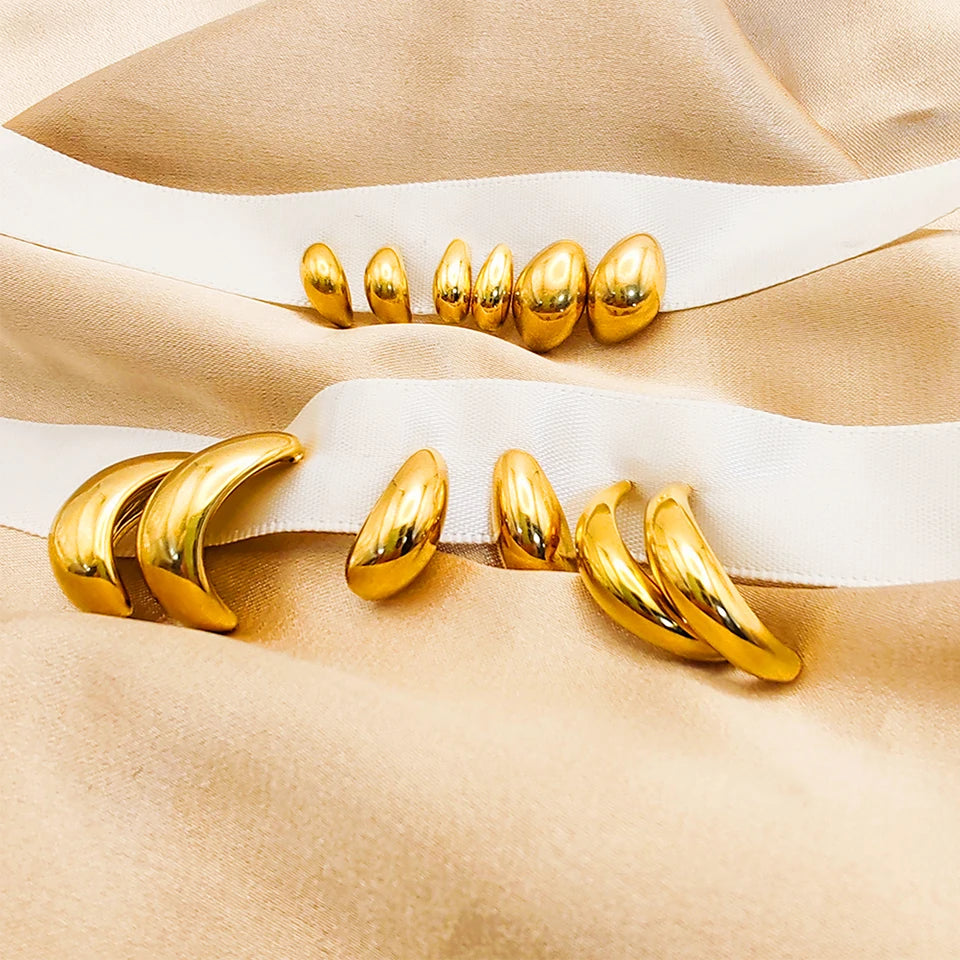 Simple Women Chunky Hoops Earrings