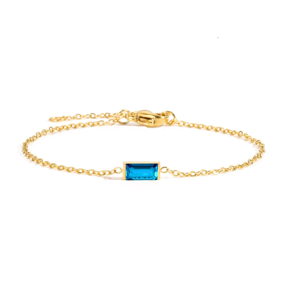Fashion Jewelry Square Birthstone Bracelet