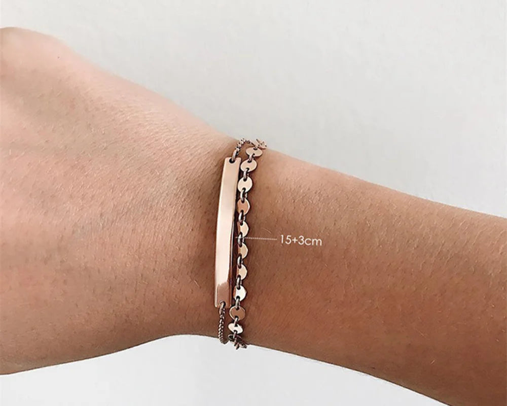 Three Layered Coin Chain Cuban Chain Twist Chain Bracelet