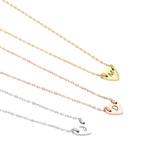 Letter Engraving Heart Pendant  Necklaces