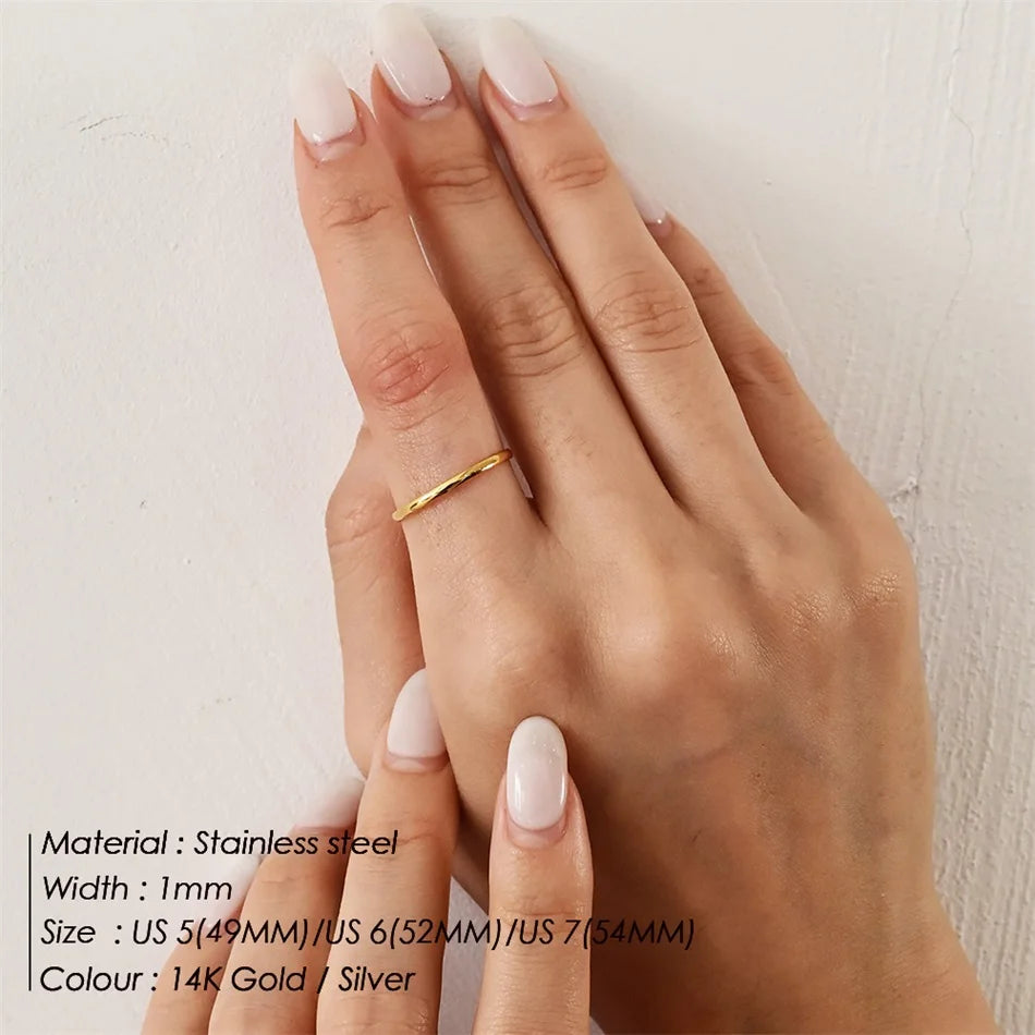 BELLUCCIE Trendy Stainless Steel Rings for Women Vintage Geometric Pinky Ring Dainty Stackable Round Midi Rings Jewellery