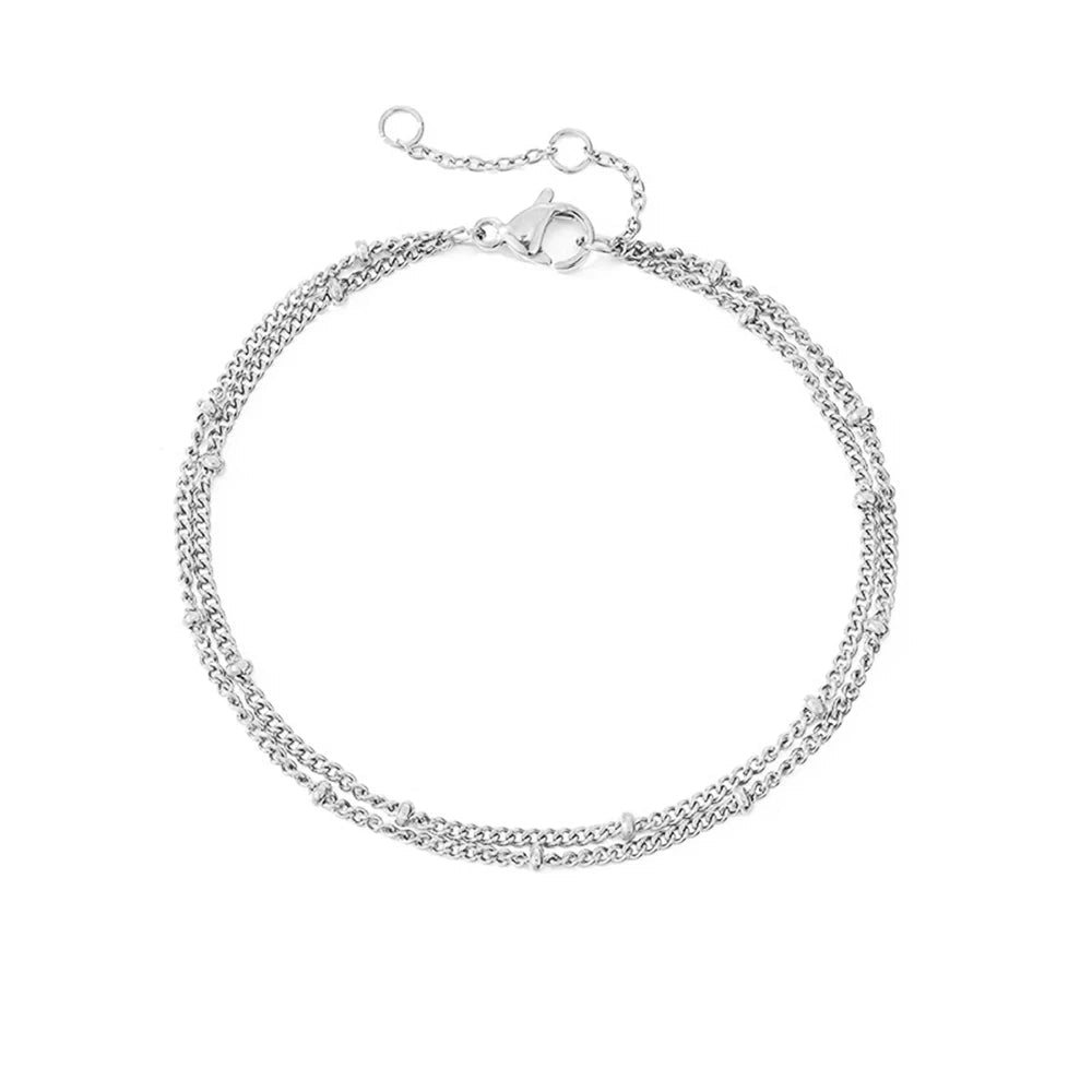Silvery Simple Female Dainty Chain Bracelet