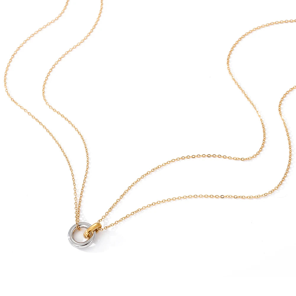 Two-tone Pendant Women's Short Necklace