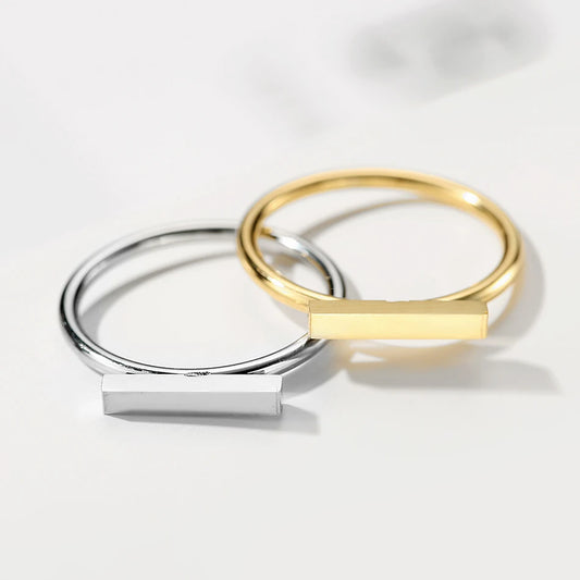 BELLUCCIE Trendy Stainless Steel Rings for Women Vintage Geometric Pinky Ring Dainty Stackable Round Midi Rings Jewellery