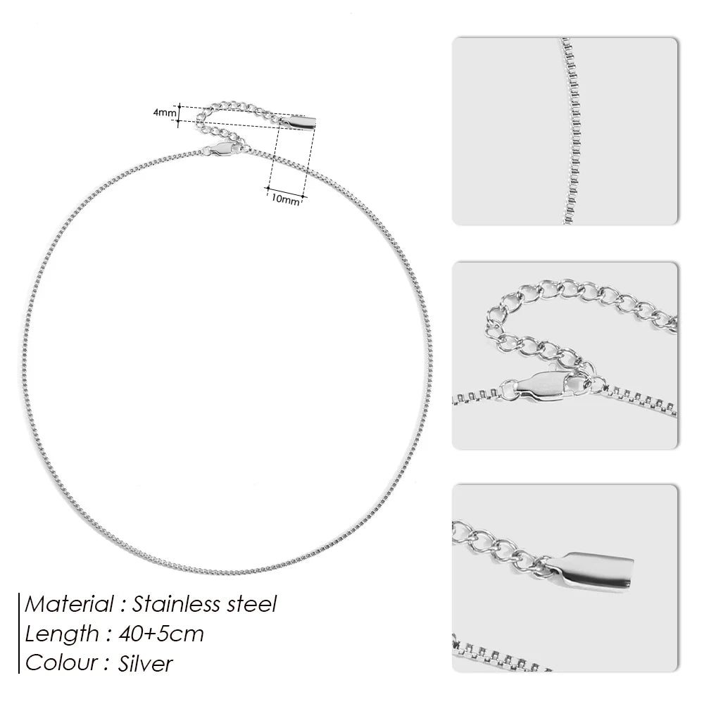 BELLUCCIE Men's Box Chain Necklace Stainless Steel Upgrade Lobster Clasp Adjustable Simple Short Accessories Wholesale