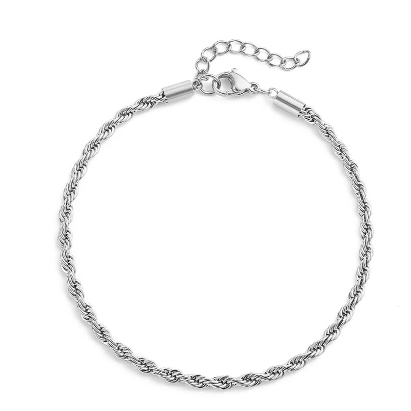 Silver Color Rope Chain Link Anklets